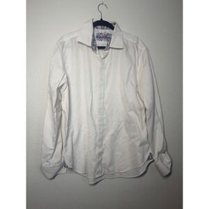 Robert Graham Mens White Paisley Jacquard Button Down Shirt Knowledge Wisdom L